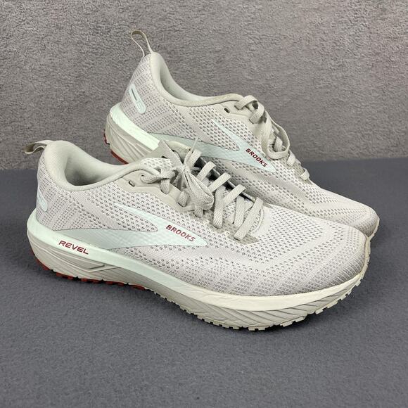 Brooks Shoes - Brooks Revel Running Shoes Womens Size 10.5 Gray White Knit Road Neutral 120386